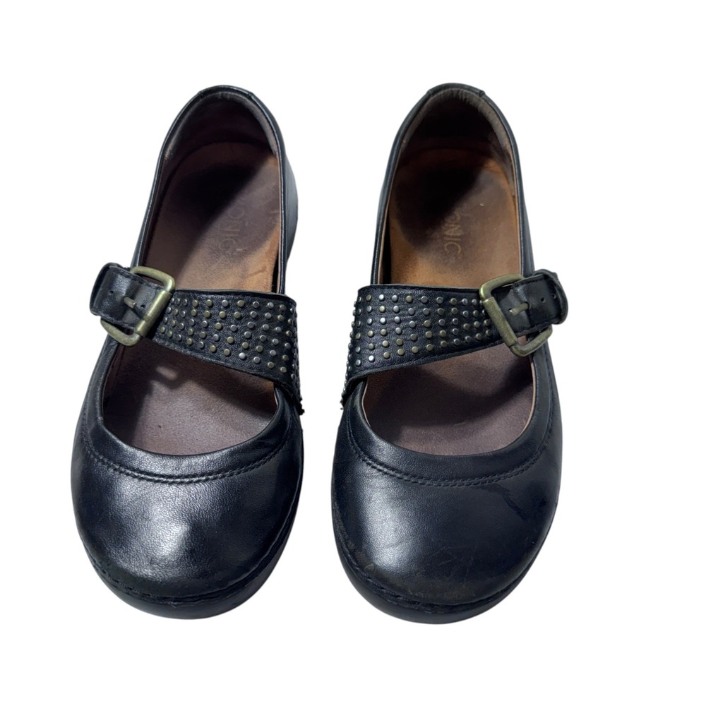 Vionic Mary Jane Shoes Womens Black Studded Leather Buckle Comfort Goth Lite